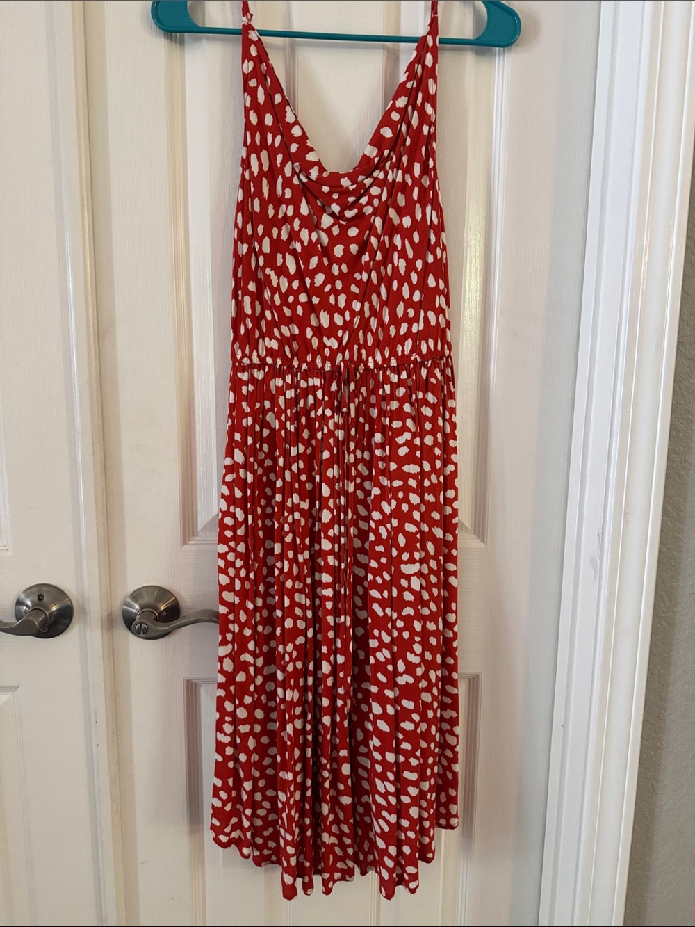 Pinch Orange and White Spotted Cowl Neck Maxi